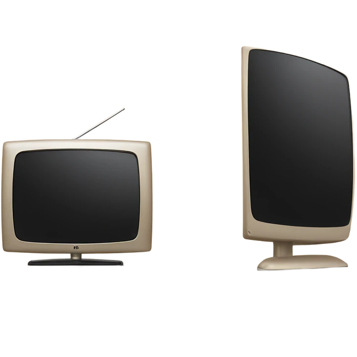 Lg tv with black screen on a beige tv stand emoji