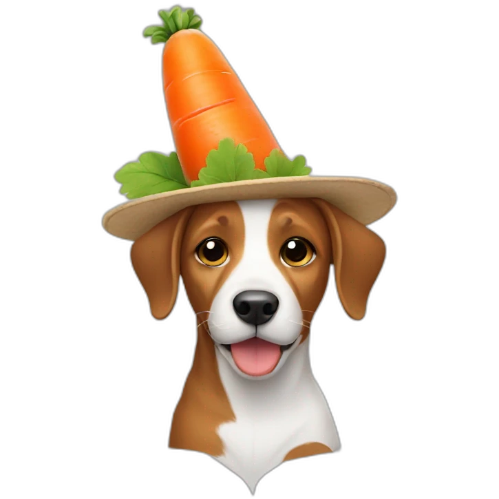 dog holding carrot with a hat emoji
