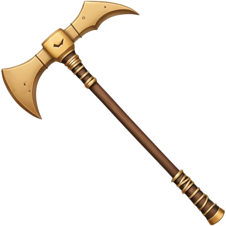 ancient Egyptian symmetric pickaxe made of wood and stone, tied with leather strips emoji