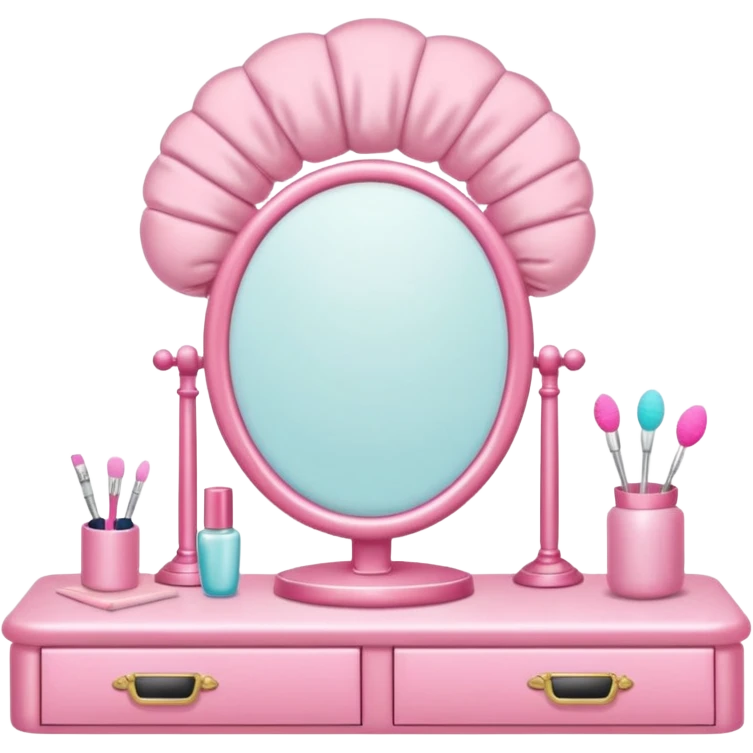 Pink puffy headband on a vanity table  emoji