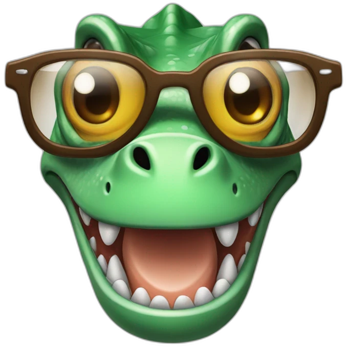 dinosaurio con lentes y Carita sonriendo  emoji