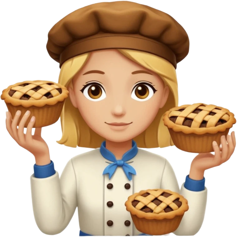 Baking community humanless avatar in vibrant style illustration. Pie, cookie, and muffin warm golden tones, simple shapes, flat design, high contrast, cozy and friendly. emoji