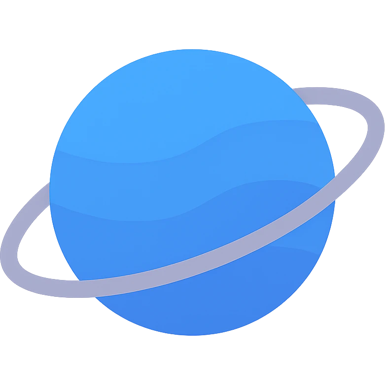 the planet Neptune with its rings, simple, flat design, no text, modern icon emoji