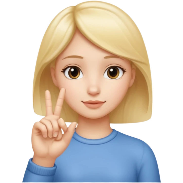 emoji of a girl making the ‘small’ gesture: thumb and index finger almost touching to indicate tiny size, other fingers curled, hand positioned near her face, soft glossy emoji texture emoji
