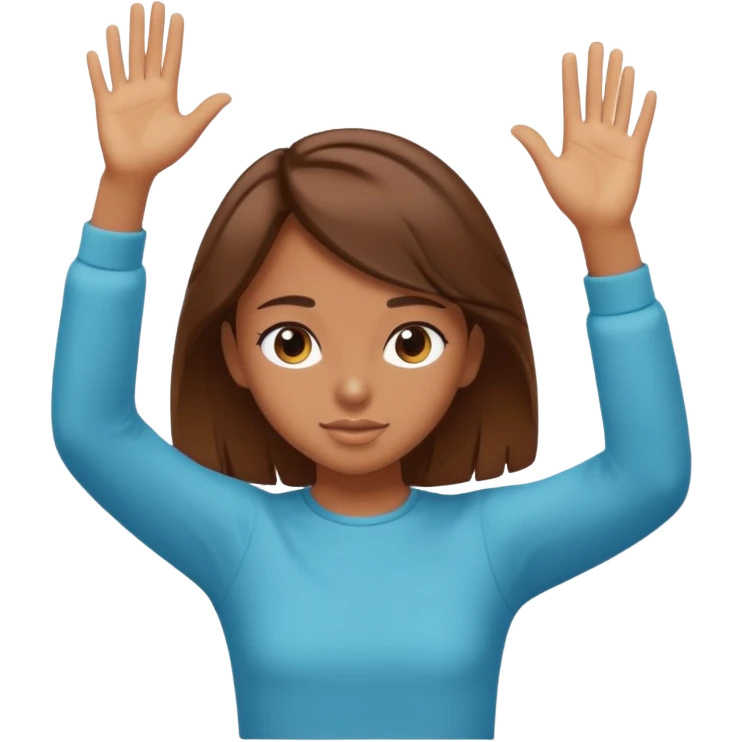 Girl with brown hair dabbing emoji