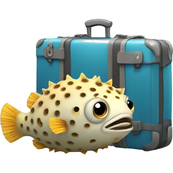 pufferfish with suitcase emoji