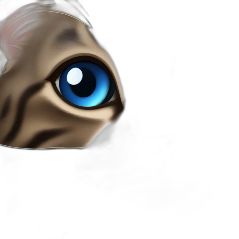 dark brown tabby cat and white blue eyes emoji