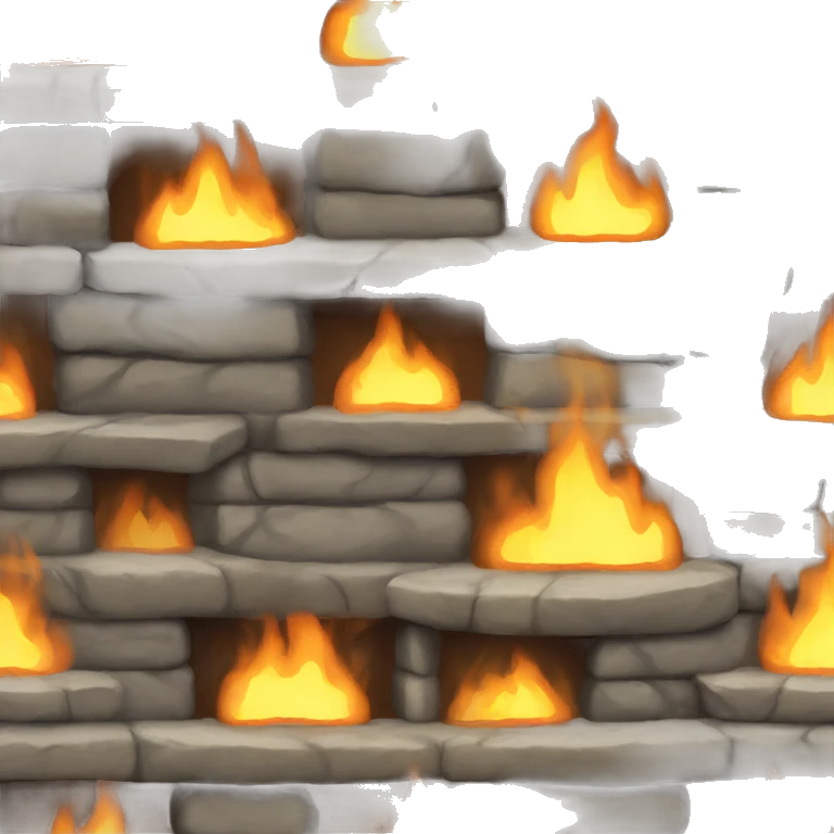 Stone fireplace with a burning fire emoji