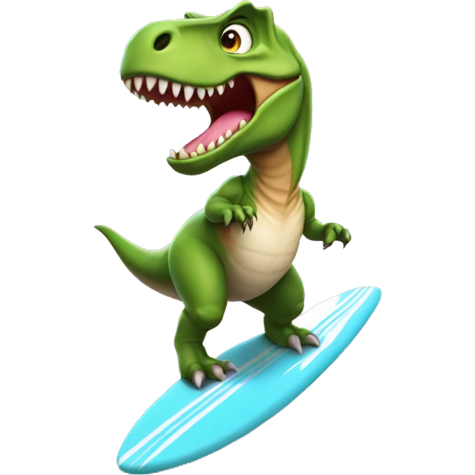 T-rex wearing a tutu on a surfboard emoji