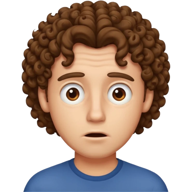 Guy with curly brown hair acting confused  emoji