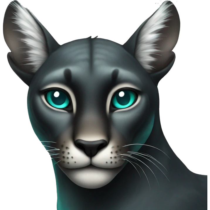 winged black puma with turquoise eyes flying emoji