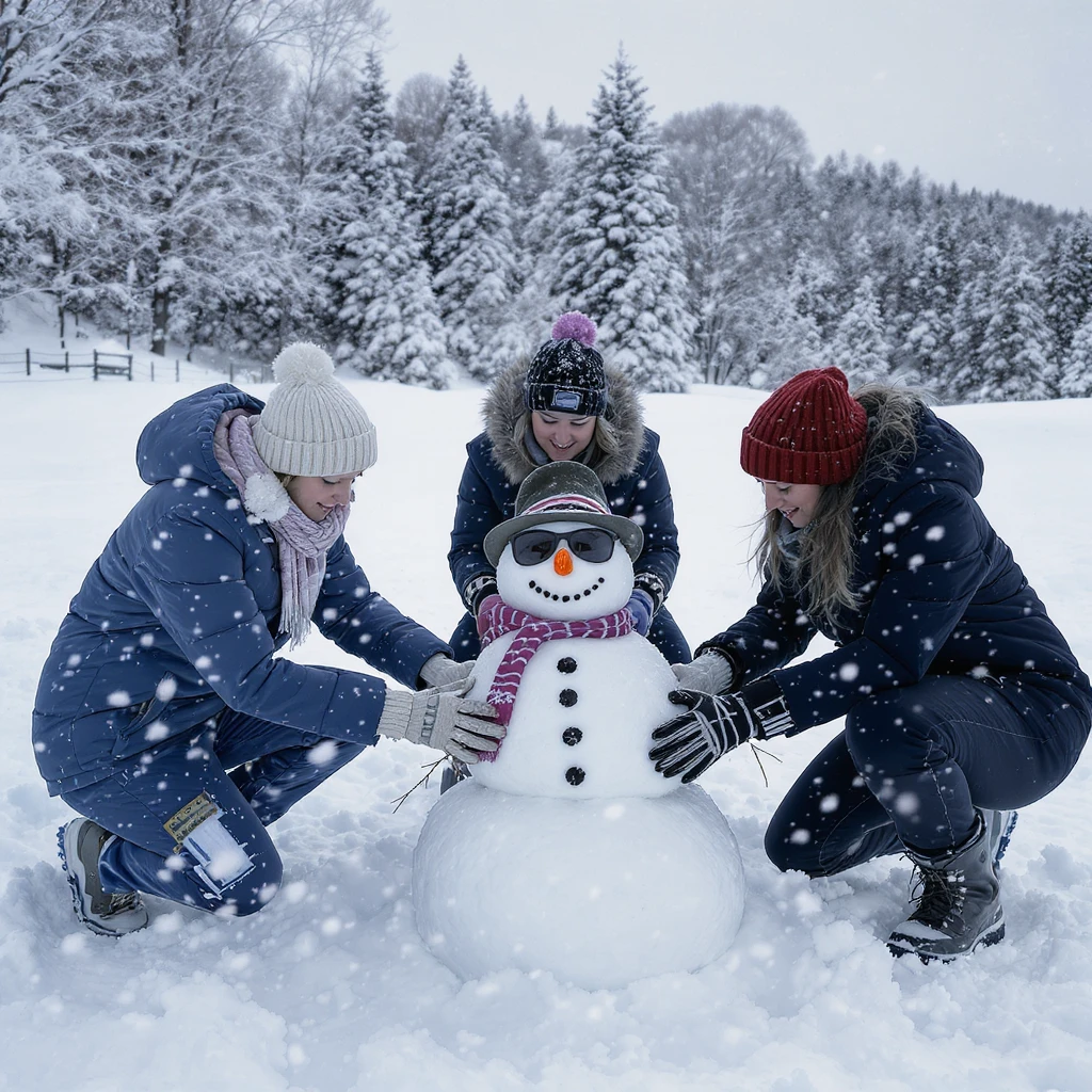 people making a snowman emoji