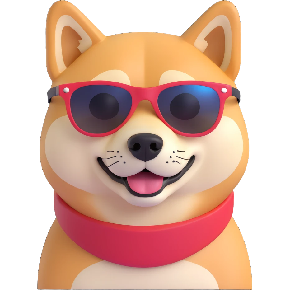 shiba inu, wearing sunglasses emoji