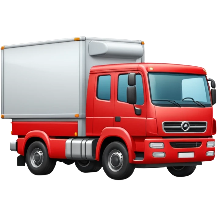 A new red truck with a "TIR" plate turned to the right emoji