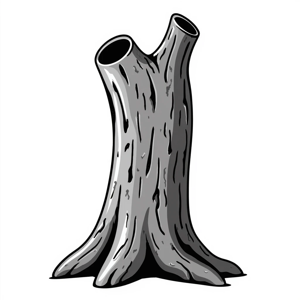 old tree trunk, hand drawn doodle style emoji