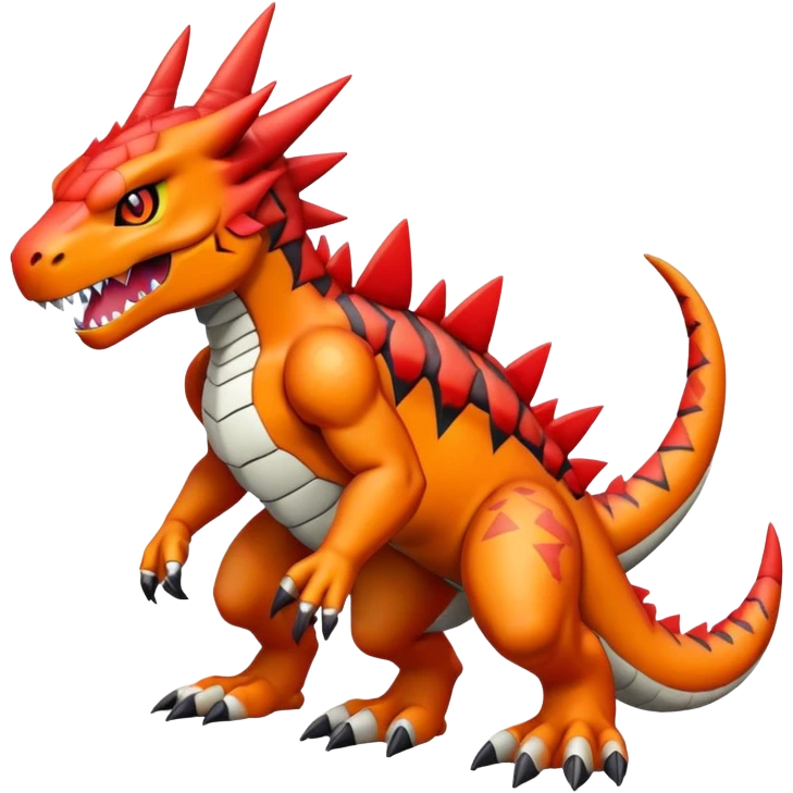 Cool edgy Guilmon-Agumon-Digimon, full body emoji