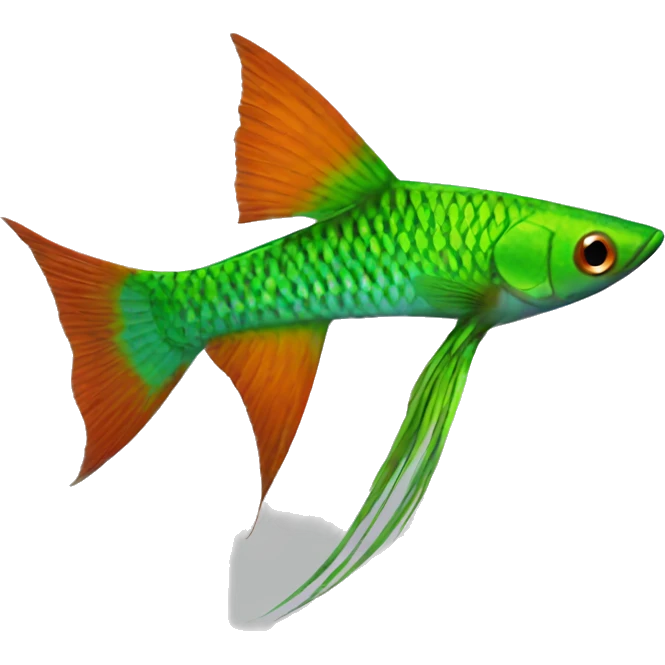 Green Swordtail fish (Eng.), Pez Espada emoji