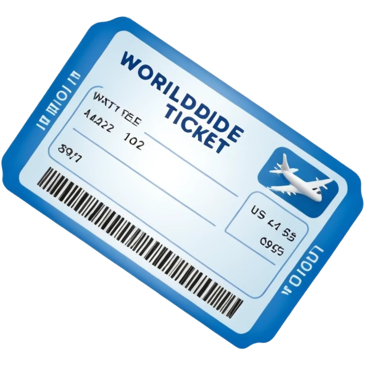  a flight ticket that says "worldwide ticket" emoji