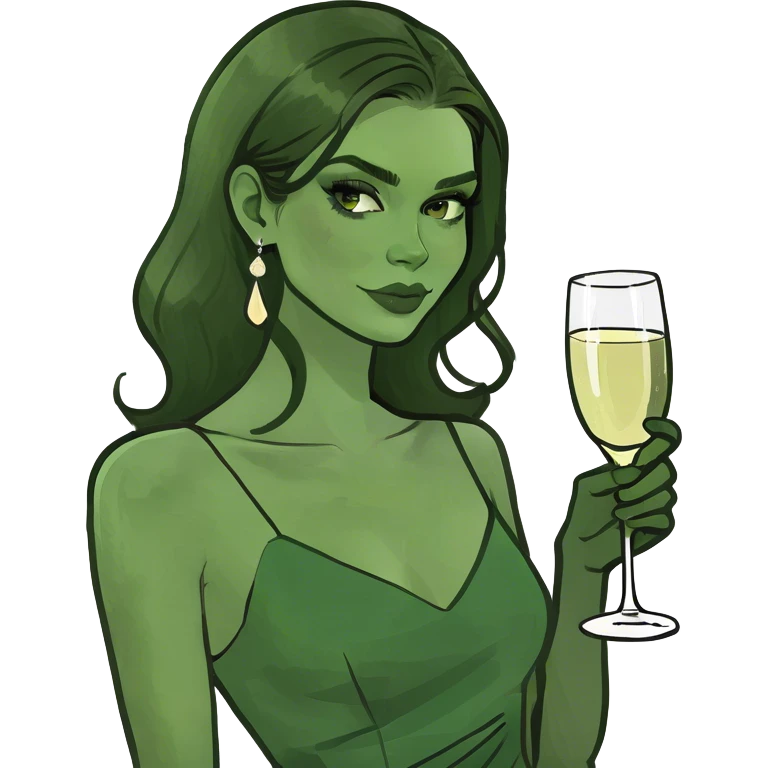 beautiful pale brunette girl with a glass of champagne  emoji