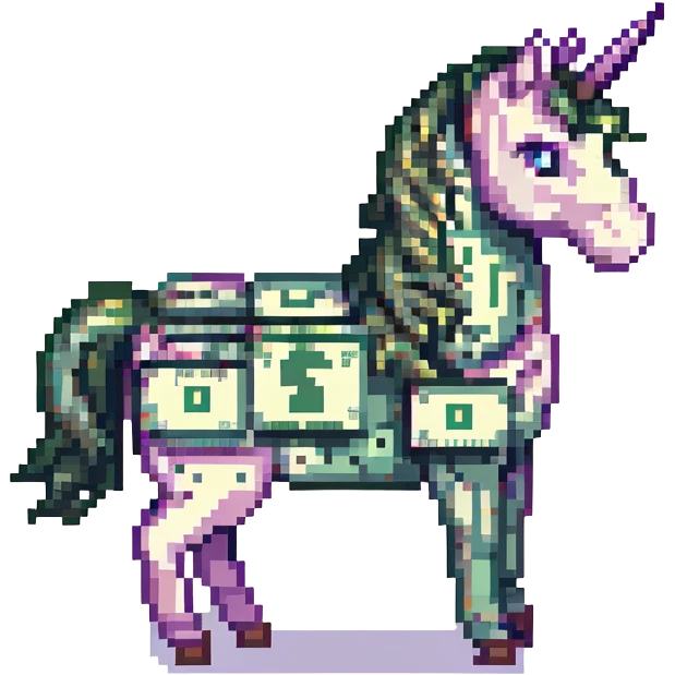 единорог из долларовых купюр, no background emoji
