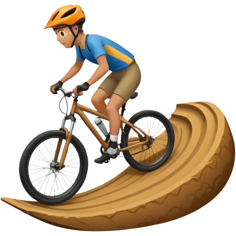 Pumptrack track and rider riding a hilly on the backwheel emoji