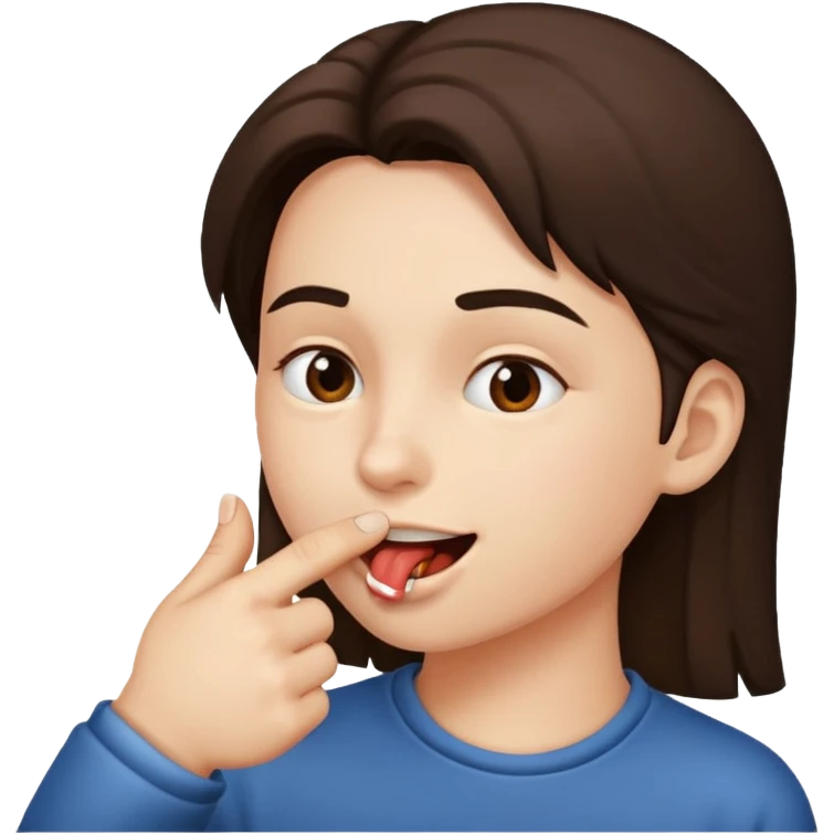 Persona mordiendose el dedo de lado emoji