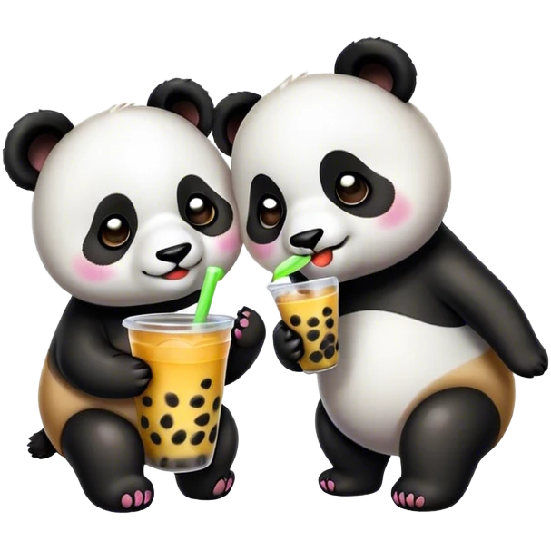 2 panda drinking boba emoji