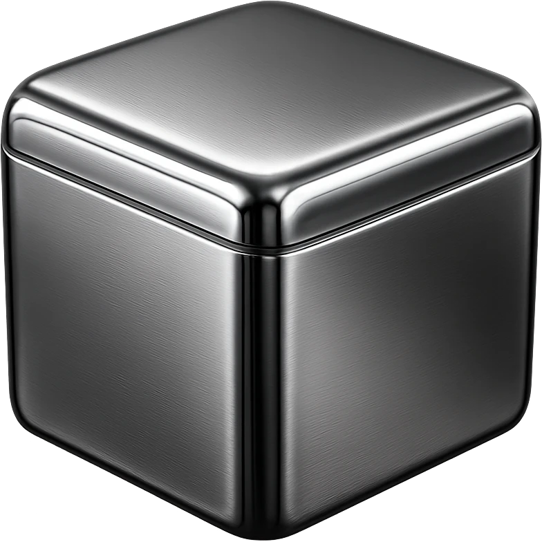 chrome style box, metallic, shiny, modern emoji