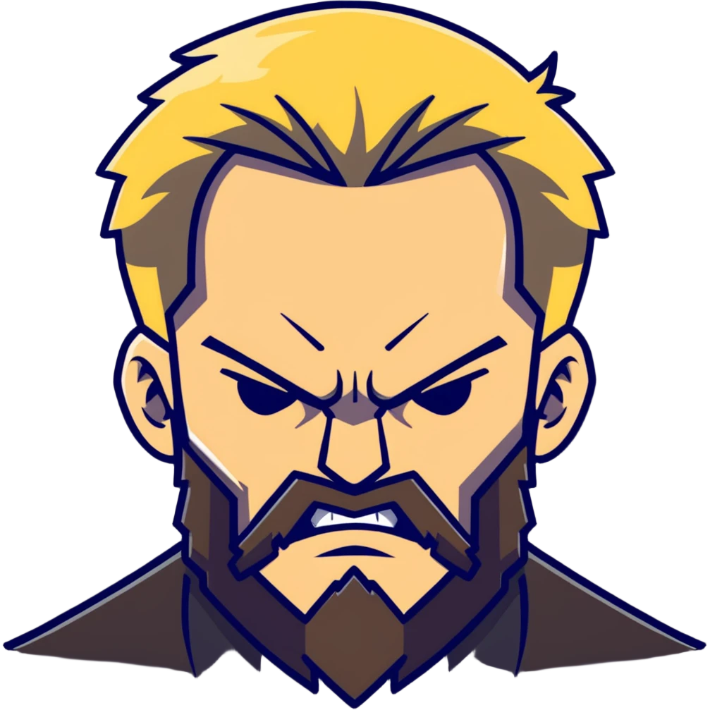 angry man with blonde hair and beard emoji