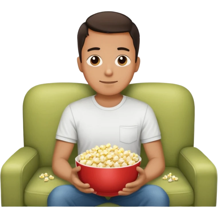
A man sitting on a sofa in a room enjoying a movie emoji