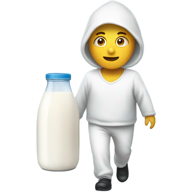 Person walking a milk emoji