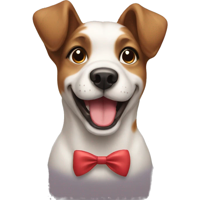Dog smiling with bow emoji