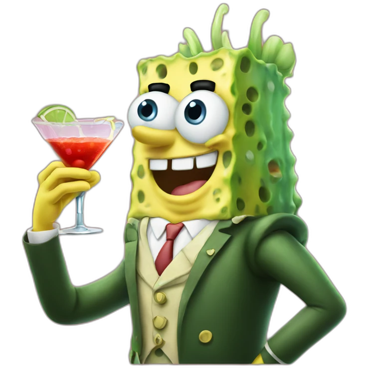 SpongeBob drinking a martini emoji