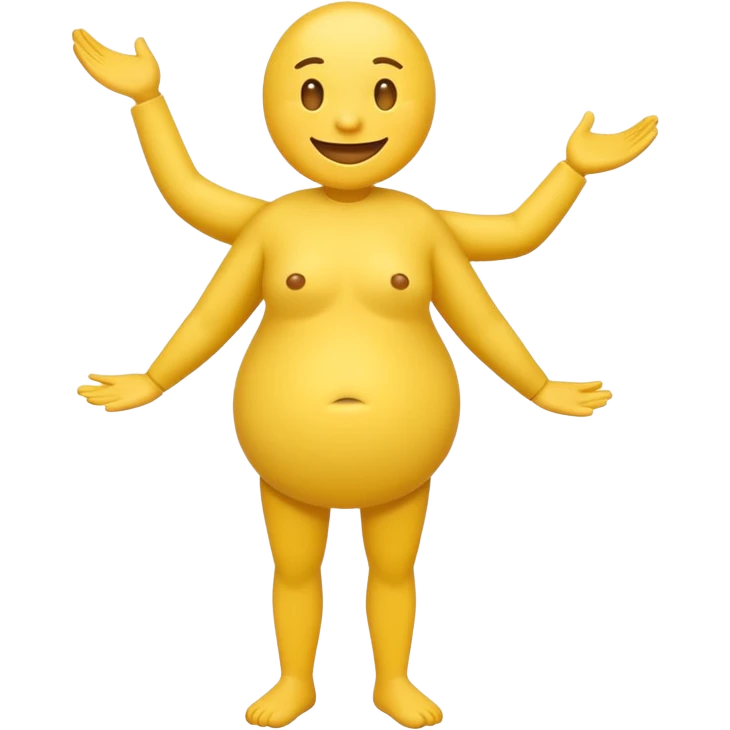 noseless yellow smiling emoji with tits, full body emoji