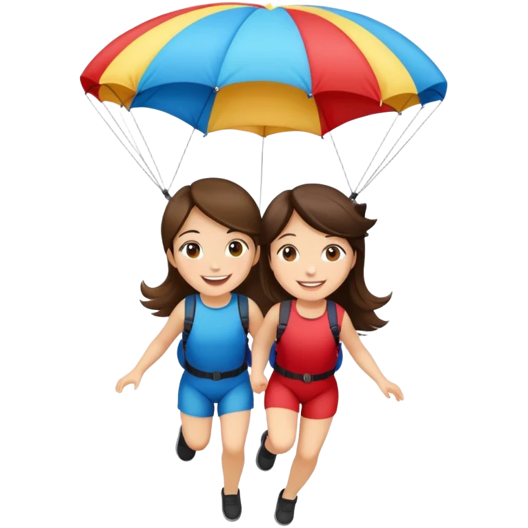 Two brunette girls with parachutes emoji