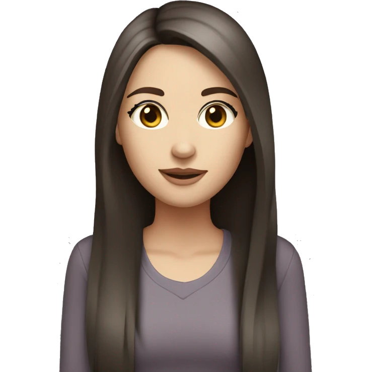 Dark brown hair brown eyes long straight hair white skin woman emoji