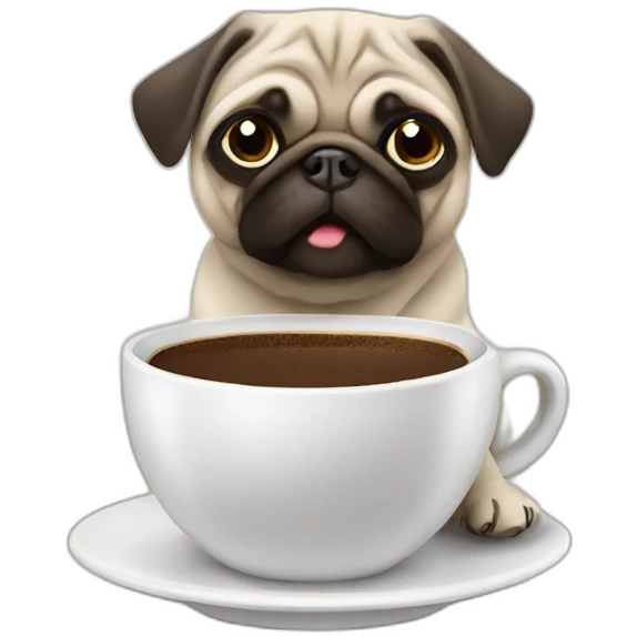 pug drinking coffee emoji