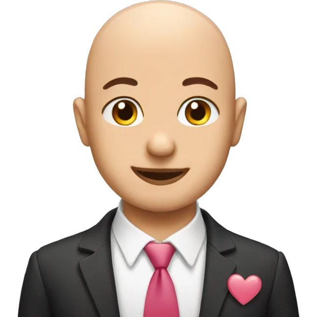 Bald with hearts emoji