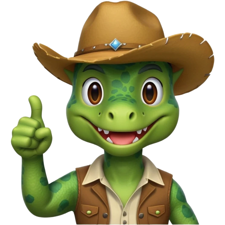 Dinosaur wearing a cowboy hat and giving thumbs up  emoji