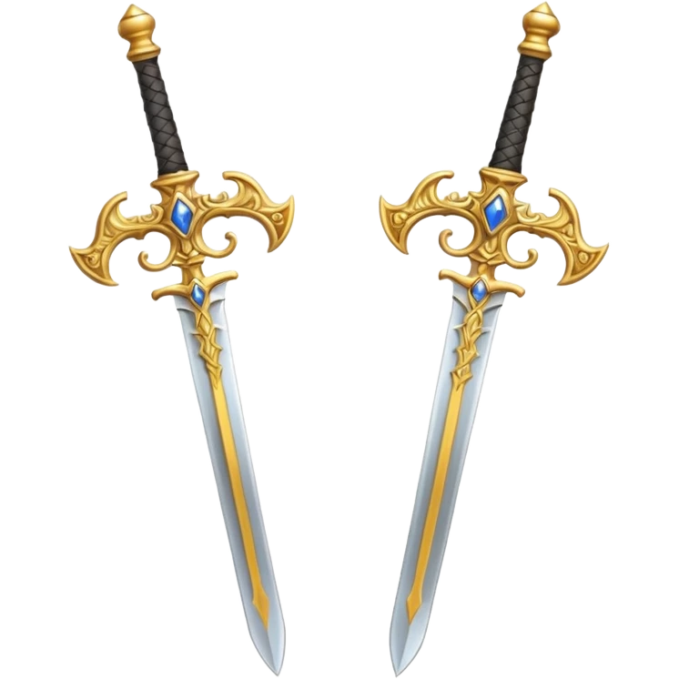 Two Golden royal swords with gold blades and gold handel emoji