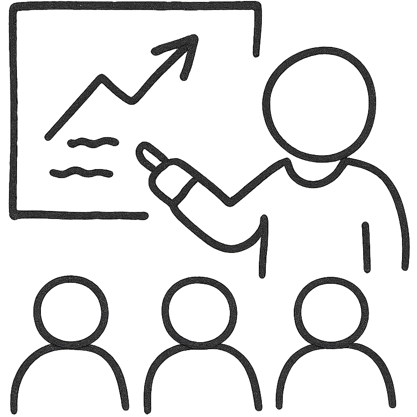 hand-drawn outlined icon of a person giving a lecture, sketchy style emoji
