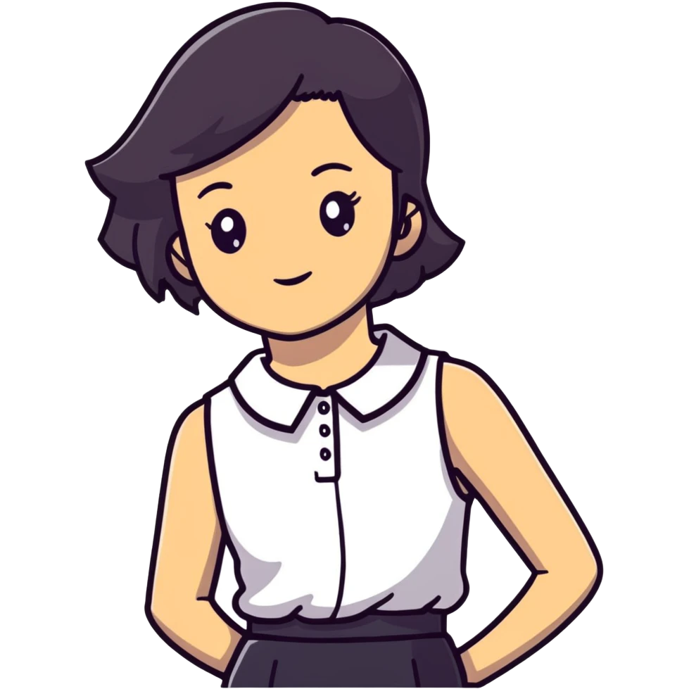 red sleeveless top with a darker collar on a girl emoji
