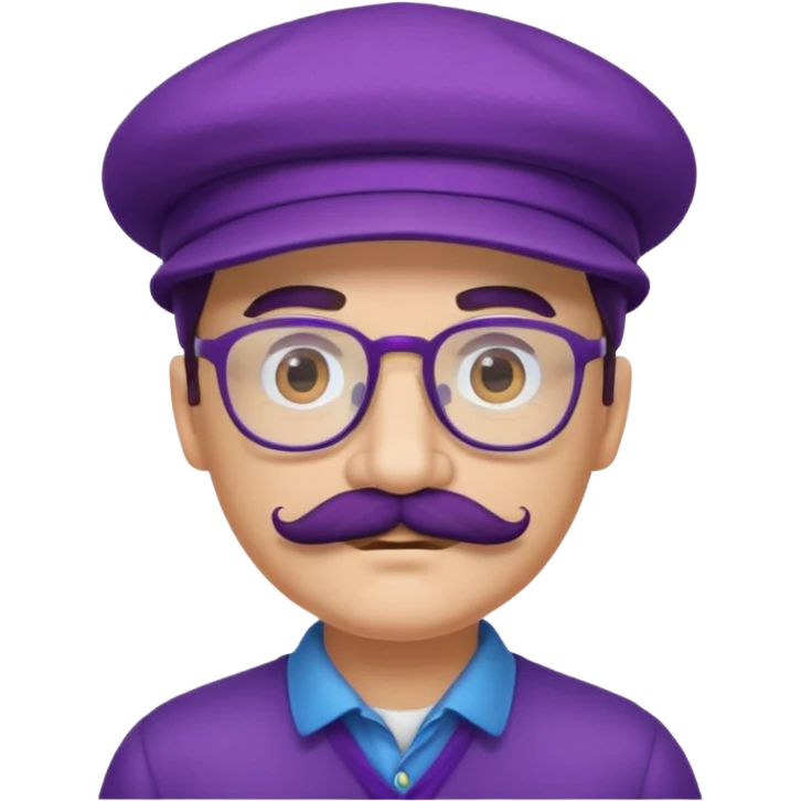 glasses purple man with hat and mustache emoji