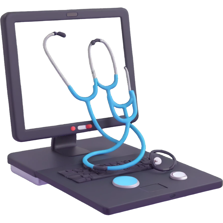 Medical computer with stethoscope emoji