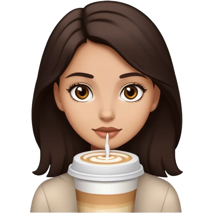 a girl with dark brown hair and a light latte skin color with dark brown eyes emoji