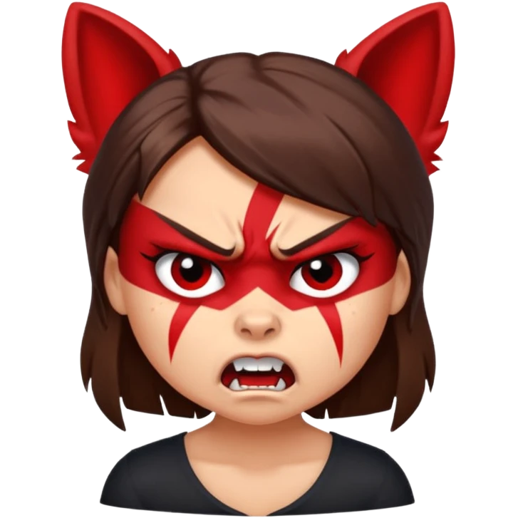 Angry Brunette girl with red yorkie  emoji