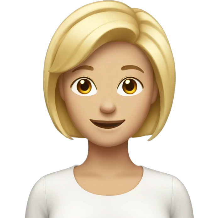blonde woman short hair with smile emoji