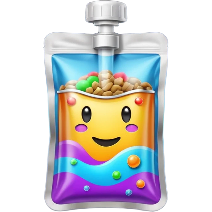 Space food pouch Bright, synthetic color label.. emoji
