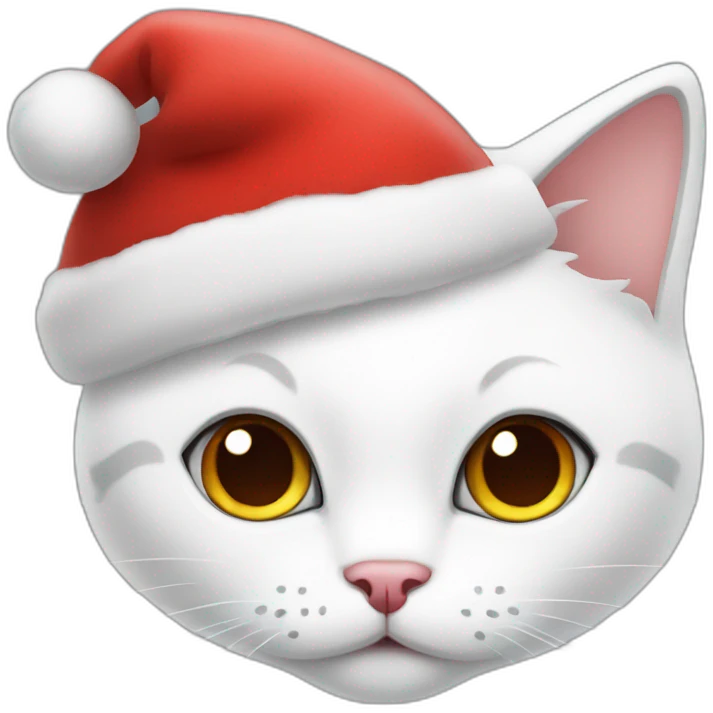 christmas white kitty in red hat emoji