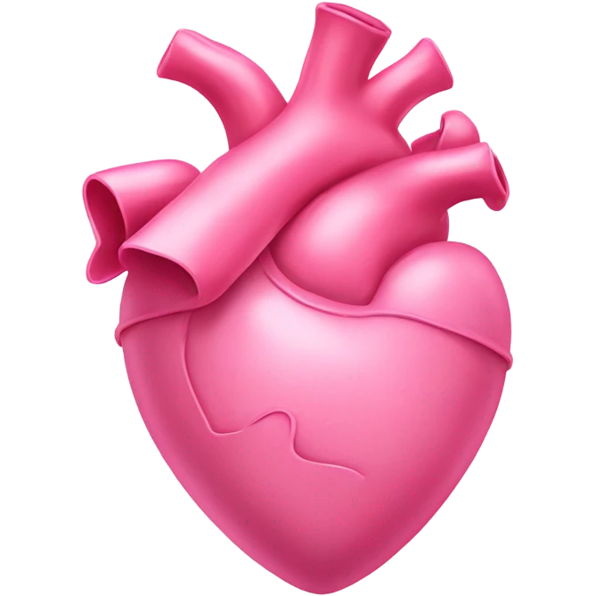 Pink anatomical heart pastel pink with pink bow on top of heart  emoji